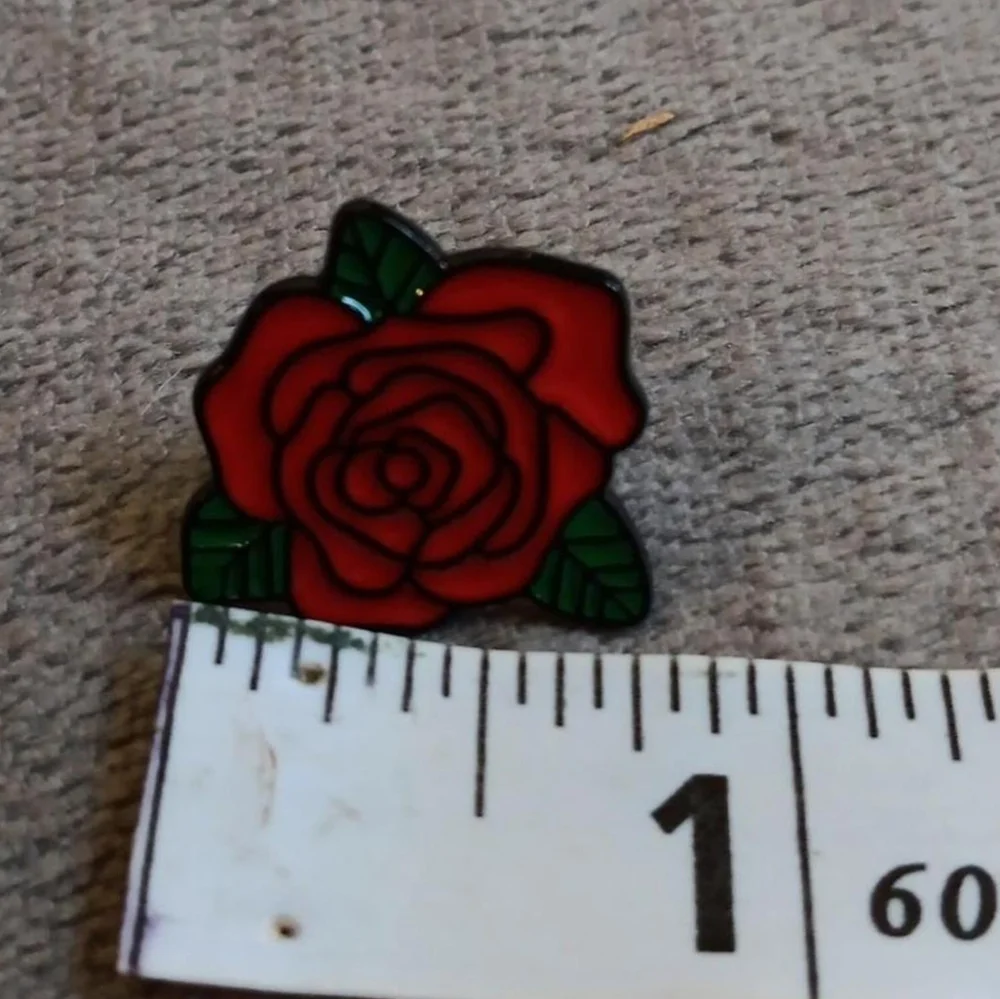 Red Rose Metal Enamel Pin, Beauty & The Beast Vibes, Floral Summer Garden Brooch